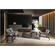 Limari Home Bronson Round Modern Metal and Veneer Coffee Table in Walnut/Black