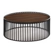 Limari Home Bronson Round Modern Metal and Veneer Coffee Table in Walnut/Black