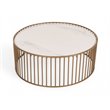Limari Home Eleanor Round Metal and Faux Marble Coffee Table in White/Gold