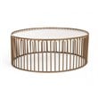 Limari Home Eleanor Round Metal and Faux Marble Coffee Table in White/Gold