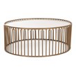Limari Home Eleanor Round Metal and Faux Marble Coffee Table in White/Gold