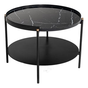 Limari Home Randal Modern Metal Coffee Table with Round Top in Black
