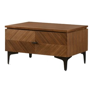 Limari Home Paula Mid-Century Veneer Wood and Metal Nightstand in Walnut/Black