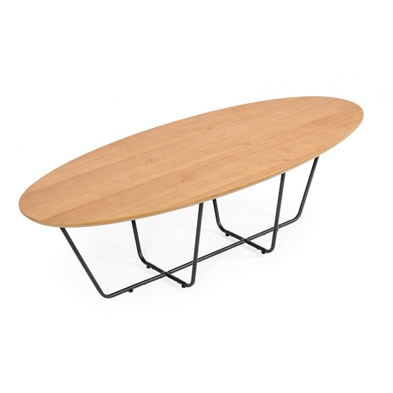Limari Home Esther Large Industrial Veneer Wood Coffee Table in Oak/Black