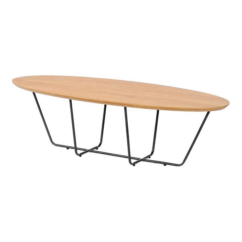 Limari Home Esther Large Industrial Veneer Wood Coffee Table in Oak/Black