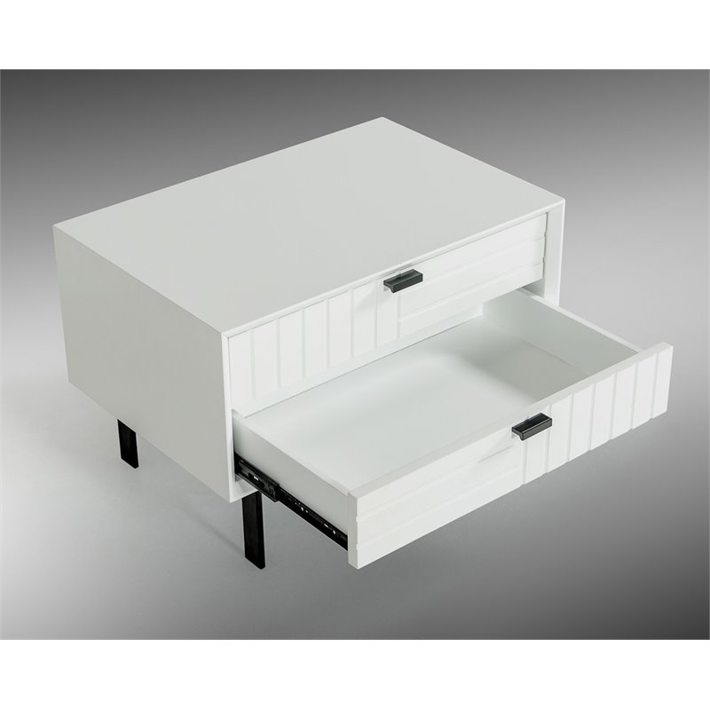 Limari Home Valencia Contemporary Wood Bedroom Nightstand in White Matte/Black