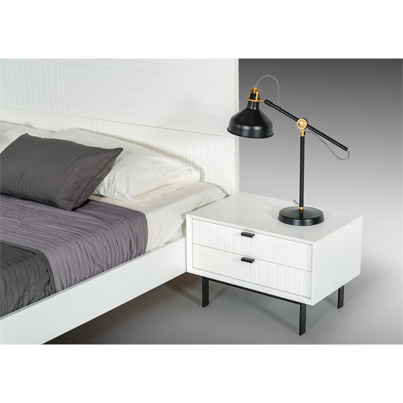 Limari Home Valencia Contemporary Wood Bedroom Nightstand in White Matte/Black