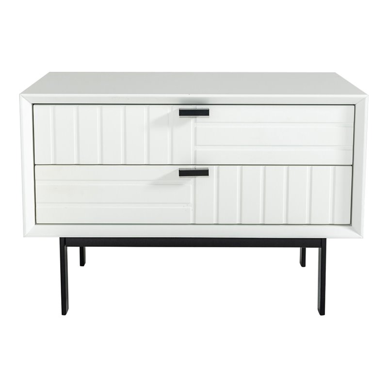 Limari Home Valencia Contemporary Wood Bedroom Nightstand in White Matte/Black