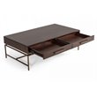 Limari Home Nathan Acacia Wood/Metal Coffee Table in Dark Brown/Antique Brass