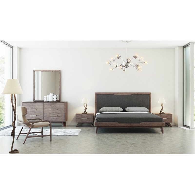 Limari Home Soria Modern Wood and Stainless Steel Bedroom Nightstand in Walnut