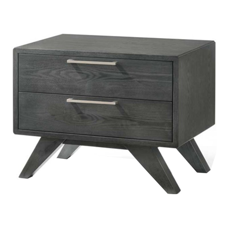 Limari Home Soria Modern Wood and Stainless Steel Bedroom Nightstand in Gray