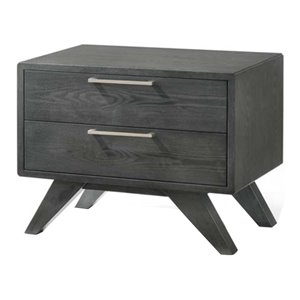 limari home soria modern wood and stainless steel bedroom nightstand in gray