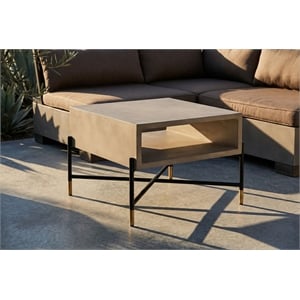 Limari Home Walker Modern Concrete and Metal Coffee Table in Gray/Black