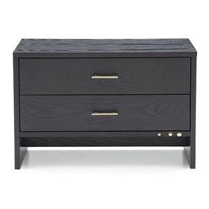 limari home wales 2-drawer modern veneer wood and metal nightstand in gray ash