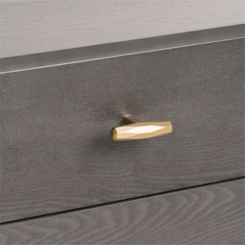 Limari Home Bryan Modern Veneer Wood and Metal Bedroom Nightstand in Gray/Gold