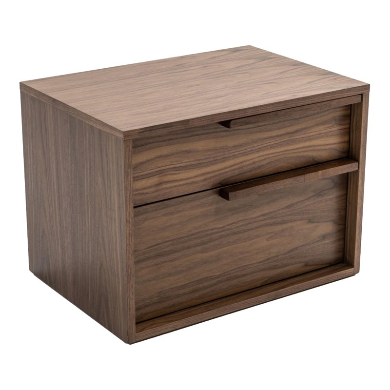 Limari Home Amberlie Modern Veneer Wood Nightstand with 2 Drawers in Walnut