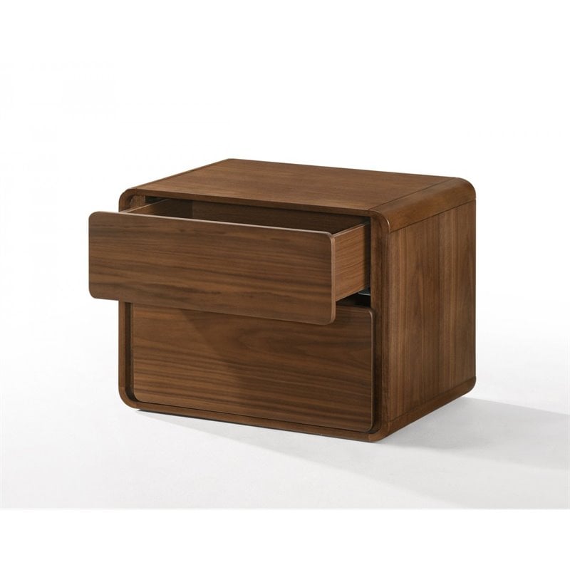 Limari Home Dustin Modern Veneer and Rubberwood Bedroom Nightstand in Walnut