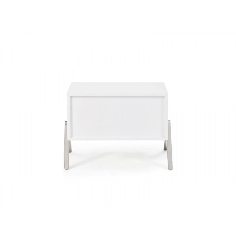 Limari Home Candid Modern MDF Wood and Stainless Steel Nightstand in White