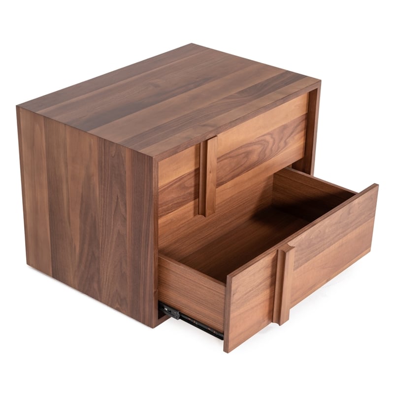 Limari Home Berlin Modern Veneer and Solid Wood Bedroom Nightstand in Walnut