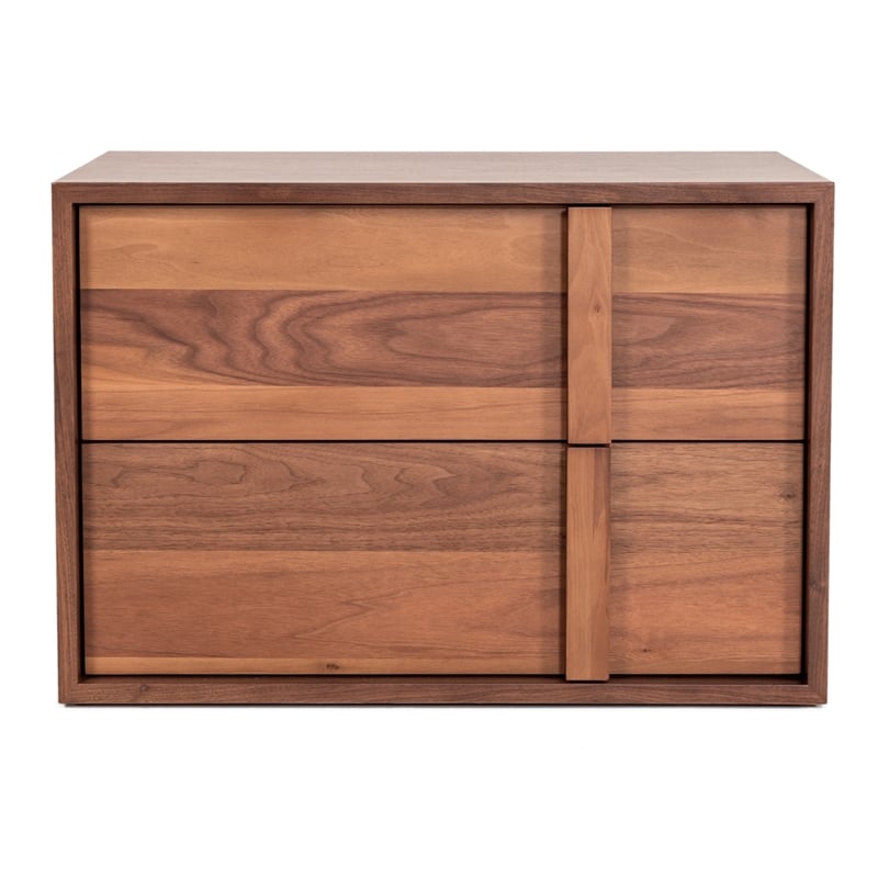 Limari Home Berlin Modern Veneer and Solid Wood Bedroom Nightstand in Walnut
