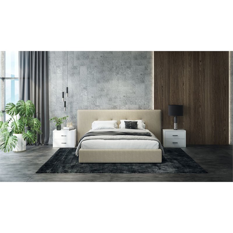 Limari Home Adan Modern MDF Wood and Steel Metal Bedroom Nightstand in White