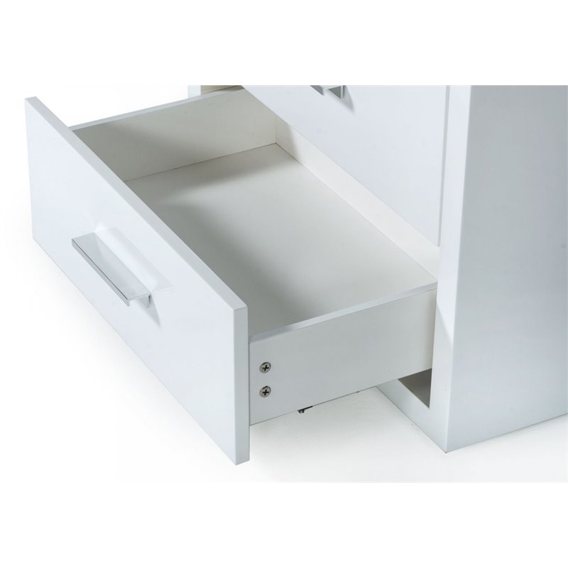 Limari Home Adan Modern MDF Wood and Steel Metal Bedroom Nightstand in White