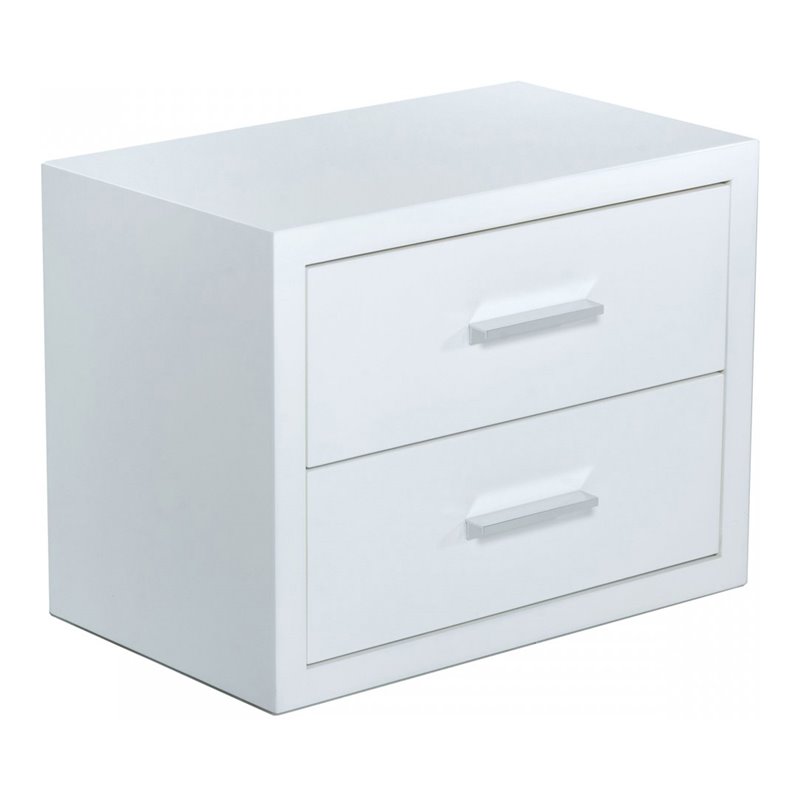 Limari Home Adan Modern MDF Wood and Steel Metal Bedroom Nightstand in White