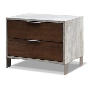 Limari Home Conner Modern Veneer Wood Bedroom Nightstand in Dark Walnut/Gray