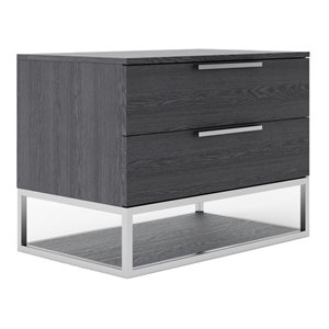 Limari Home Heloise  Elm Veneer Wood/Stainless Steel Nightstand in Gray