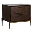 Limari Home Shane Modern Acacia Wood Nightstand in Dark Brown/Antique Brass