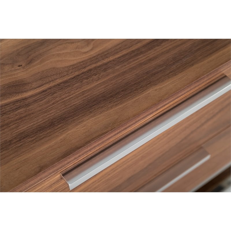 Limari Home Heloise Contemporary Wood and Stainless Steel Nightstand in Walnut