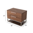 Limari Home Heloise Contemporary Wood and Stainless Steel Nightstand in Walnut