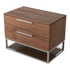 limari home heloise contemporary wood and stainless steel nightstand in walnut