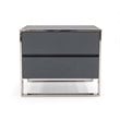 Limari Home Jolene  Wood and Stainless Steel Bedroom Nightstand in Gray Oak