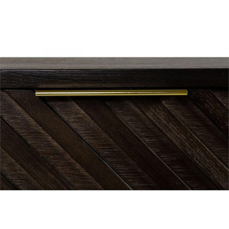 Limari Home Daisy Mid-Century Acacia Solid Wood Nightstand in Dark Brown/Brass