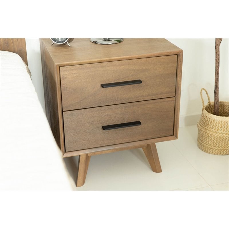 Limari Home Claire Contemporary Acacia Veneer Wood Nightstand in Natural Walnut