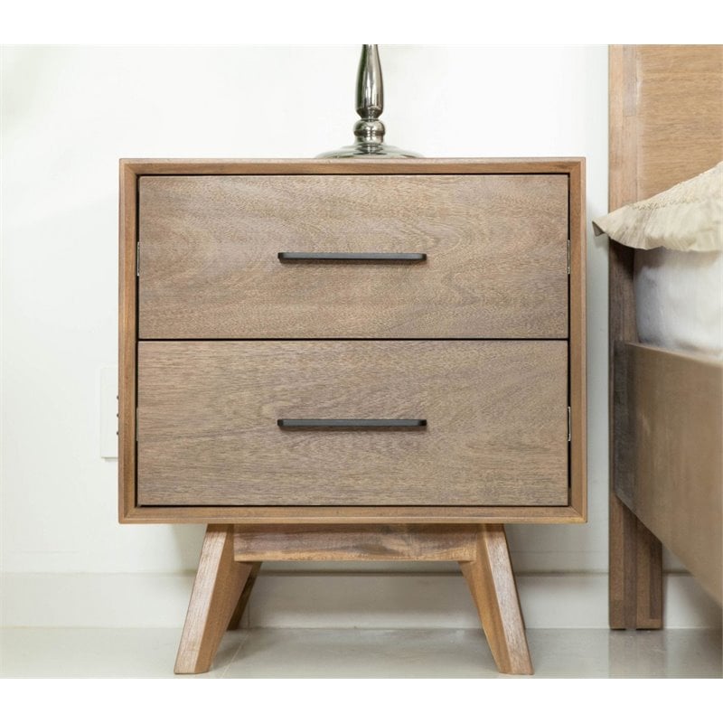 Limari Home Claire Contemporary Acacia Veneer Wood Nightstand in Natural Walnut