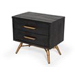 Limari Home Tabitha Recycled Pine Wood Nightstand in Dark Brown/Antique Brass