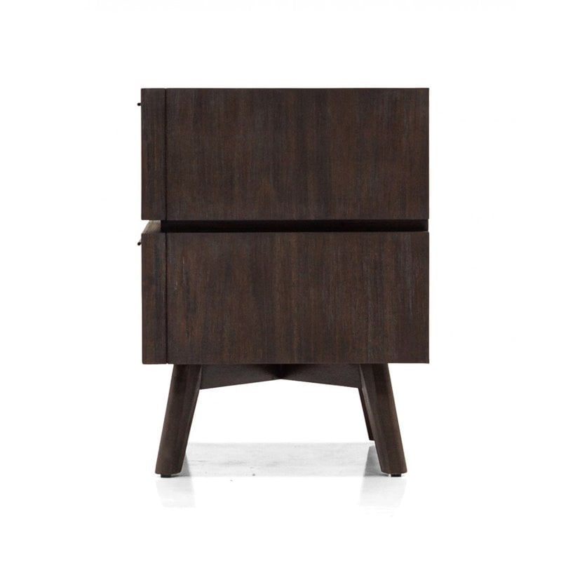 Limari Home Roger Mid-Century Acacia Veneer Wood and Metal Nightstand in Brown