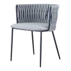Limari Home Janis 18.9&quot  Fabric/Metal Dining Chair in Light Gray/Black