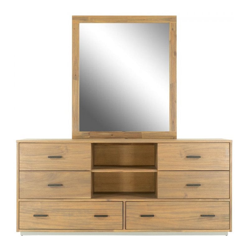 Limari Home Fantasia  Wood Bedroom Dresser in Light Walnut/Matte Black