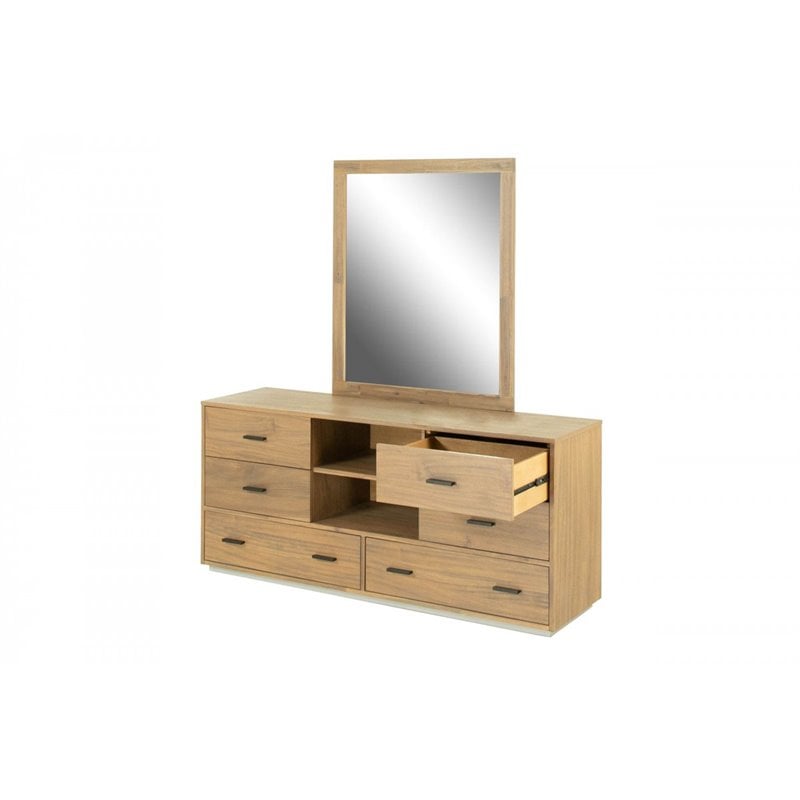 Limari Home Fantasia  Wood Bedroom Dresser in Light Walnut/Matte Black