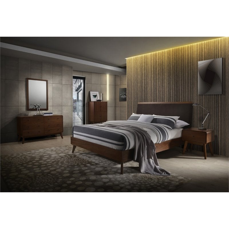 Limari Home Marshall Mid-Century Veneer and Solid Wood Bedroom Dresser in Walnut