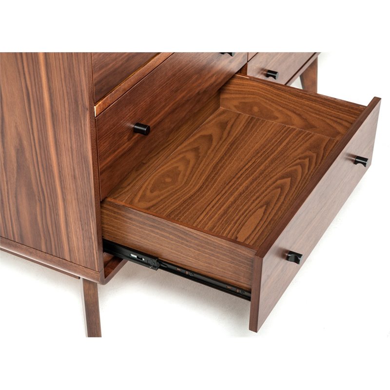 Limari Home Marshall Mid-Century Veneer and Solid Wood Bedroom Dresser in Walnut