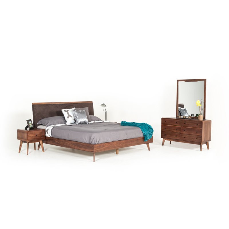 Limari Home Marshall Mid-Century Veneer and Solid Wood Bedroom Dresser in Walnut