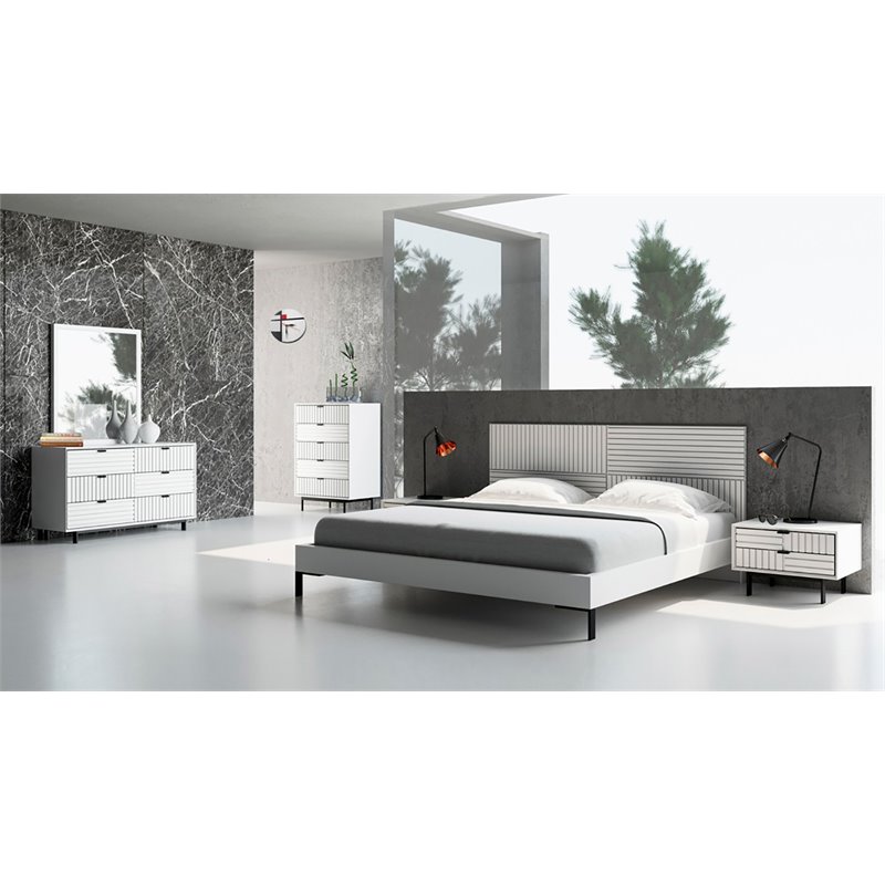 Limari Home Valencia Contemporary Wood Bedroom Dresser in White Matte/Black