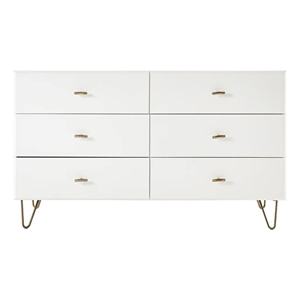 Limari Home Bryan Modern MDF Wood and Metal Bedroom Dresser in White/Gold