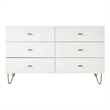 Limari Home Bryan Modern MDF Wood and Metal Bedroom Dresser in White/Gold