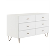 Limari Home Bryan Modern MDF Wood and Metal Bedroom Dresser in White/Gold