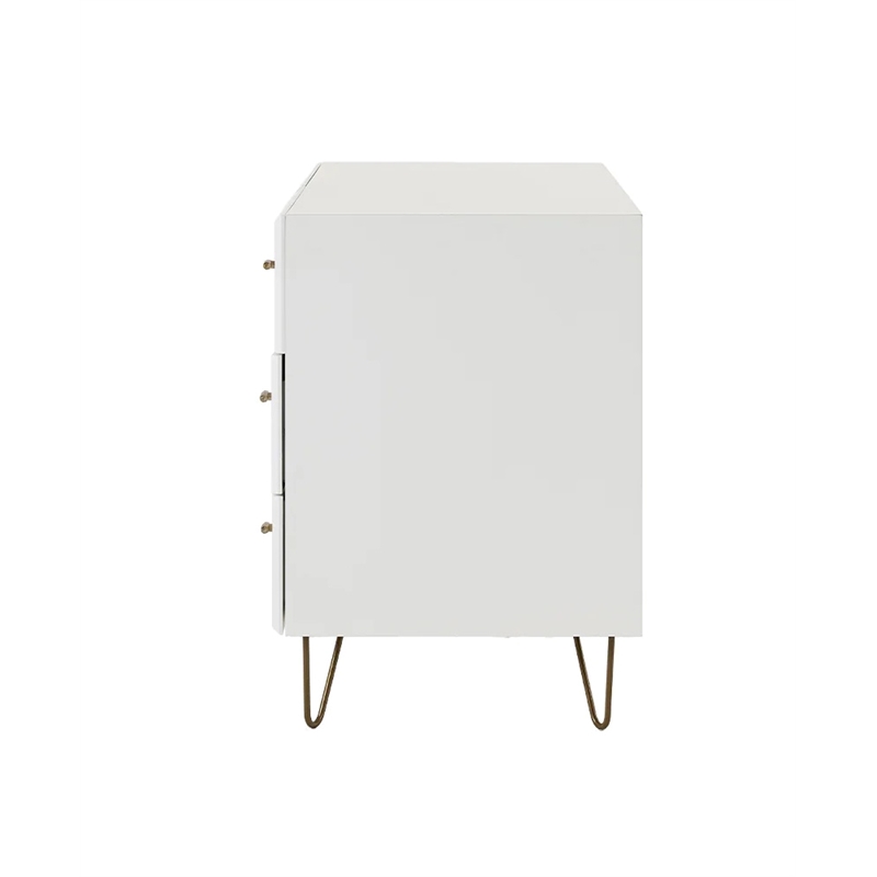 Limari Home Bryan Modern MDF Wood and Metal Bedroom Dresser in White/Gold